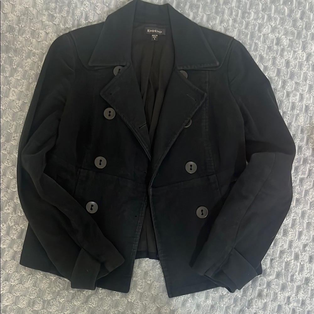 bebe Black Double-Breasted Blazer Jacket
